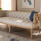 Baxton Studio Agnes French Provincial Beige Linen Fabric Upholstered and White-Washed Oak Wood Sofa