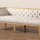 Baxton Studio Agnes French Provincial Beige Linen Fabric Upholstered and White-Washed Oak Wood Sofa