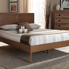 Baxton Studio Zenon Mid-Century Modern Walnut Brown Finished Wood Queen Size Platform Bed