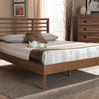 Baxton Studio Calisto Mid-Century Modern Walnut Brown Finished Wood Queen Size Platform Bed