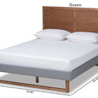 Baxton Studio Allegra Mid-Century Modern Dark Grey Fabric Upholstered and Ash Walnut Brown Finished Wood Queen Size Platform Bed