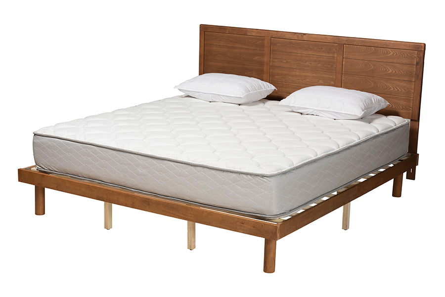 Baxton Studio Daina Mid-Century Modern Ash Walnut Finished Wood King Size Platform Bed