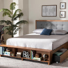 Baxton Studio Cosma Modern Transitional Ash Walnut Brown Finished Wood 4-Drawer Full Size Platform Storage Bed