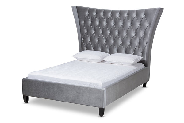 Baxton Studio Viola Glam and Luxe Grey Velvet Fabric Upholstered