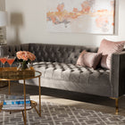 Baxton Studio Zanetta Glam and Luxe Gray Velvet Upholstered Gold Finished Sofa