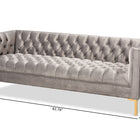 Baxton Studio Zanetta Glam and Luxe Gray Velvet Upholstered Gold Finished Sofa