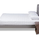 Baxton Studio Maren Mid-Century Modern Light Grey Fabric Upholstered Queen Size Platform Bed with Two Nightstands