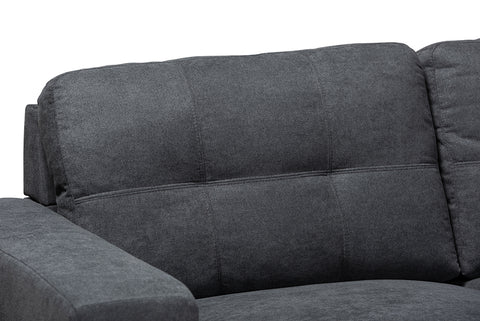 Baxton Studio Langley Modern and Contemporary Dark Grey Fabric Upholstered Sectional Sofa with Right Facing Chaise