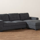 Baxton Studio Langley Modern and Contemporary Dark Grey Fabric Upholstered Sectional Sofa with Right Facing Chaise