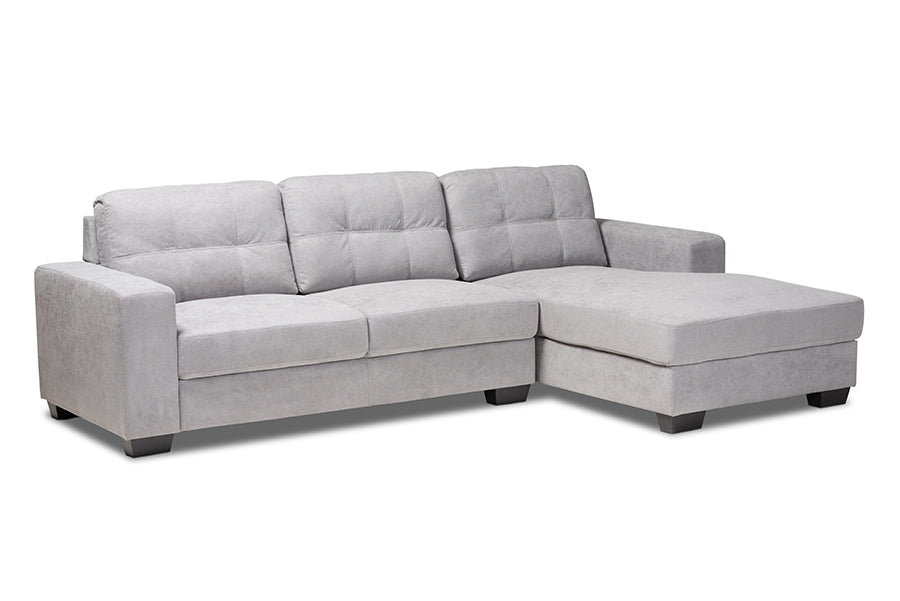 Baxton Studio Langley Modern and Contemporary Light Grey Fabric Upholstered Sectional Sofa with Left Facing Chaise