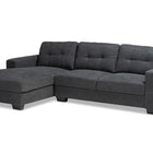 Baxton Studio Langley Modern and Contemporary Dark Grey Fabric Upholstered Sectional Sofa with Left Facing Chaise