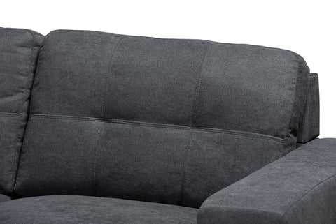 Baxton Studio Langley Modern and Contemporary Dark Grey Fabric Upholstered Sectional Sofa with Left Facing Chaise