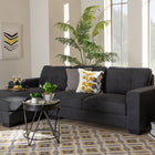 Baxton Studio Langley Modern and Contemporary Dark Grey Fabric Upholstered Sectional Sofa with Left Facing Chaise