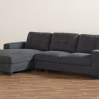 Baxton Studio Langley Modern and Contemporary Dark Grey Fabric Upholstered Sectional Sofa with Left Facing Chaise