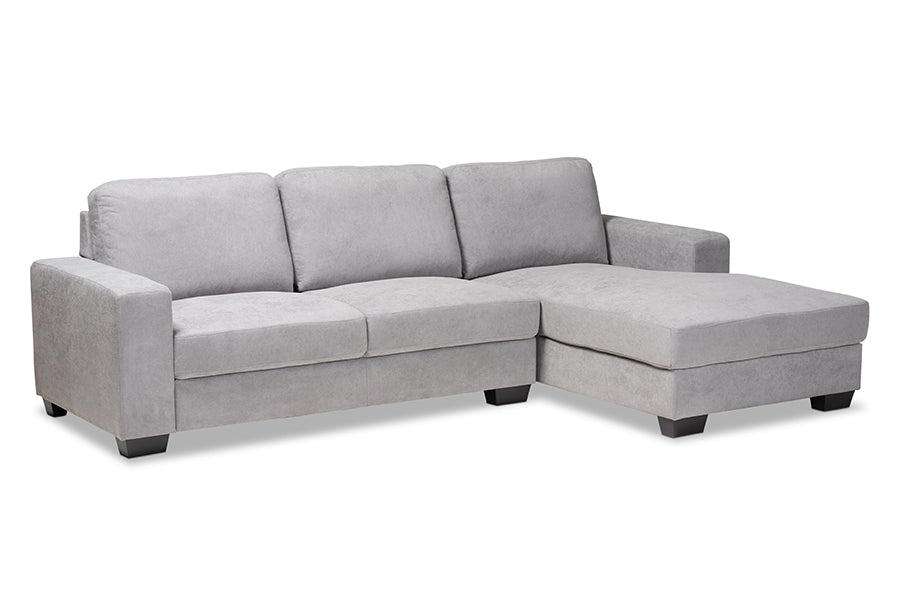 Baxton Studio Nevin Modern and Contemporary Light Grey Fabric Upholstered Sectional Sofa with Right Facing Chaise