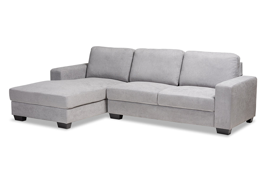 Baxton Studio Nevin Modern and Contemporary Light Grey Fabric Upholstered Sectional Sofa with Left Facing Chaise