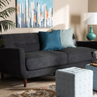 Baxton Studio Allister Mid-Century Modern Dark Grey Fabric Upholstered Sofa