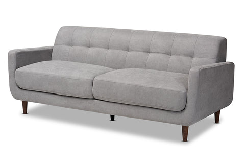 Baxton Studio Allister Mid-Century Modern Light Grey Fabric Upholstered Sofa