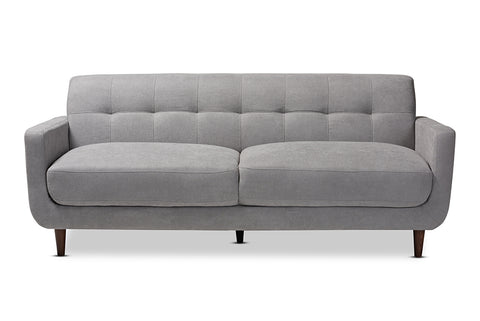 Baxton Studio Allister Mid-Century Modern Light Grey Fabric Upholstered Sofa