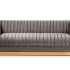 Baxton Studio Aveline Glam and Luxe Grey Velvet Fabric Upholstered Brushed Gold Finished Sofa