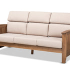 Baxton Studio Charlotte Modern Classic Mission Style Taupe Fabric Upholstered Walnut Brown Finished Wood 3-Seater Sofa