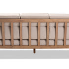 Baxton Studio Charlotte Modern Classic Mission Style Taupe Fabric Upholstered Walnut Brown Finished Wood 3-Seater Sofa