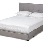 Baxton Studio Netti Light Grey Fabric Upholstered 2-Drawer Queen Size Platform Storage Bed