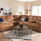 Baxton Studio Mistral Modern and Contemporary Light Brown Palomino Suede 6-Piece Sectional with Recliners Corner Lounge Suite