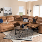 Baxton Studio Mistral Modern and Contemporary Light Brown Palomino Suede 6-Piece Sectional with Recliners Corner Lounge Suite