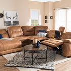 Baxton Studio Mistral Modern and Contemporary Light Brown Palomino Suede 6-Piece Sectional with Recliners Corner Lounge Suite