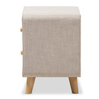 Baxton Studio Jonesy Mid-Century Beige Linen Upholstered 2-Drawer Nightstand