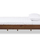 Baxton Studio Mitchell Rustic Industrial Walnut Wood White Faux Leather Dark Bronze Metal Queen Size Platform Bed