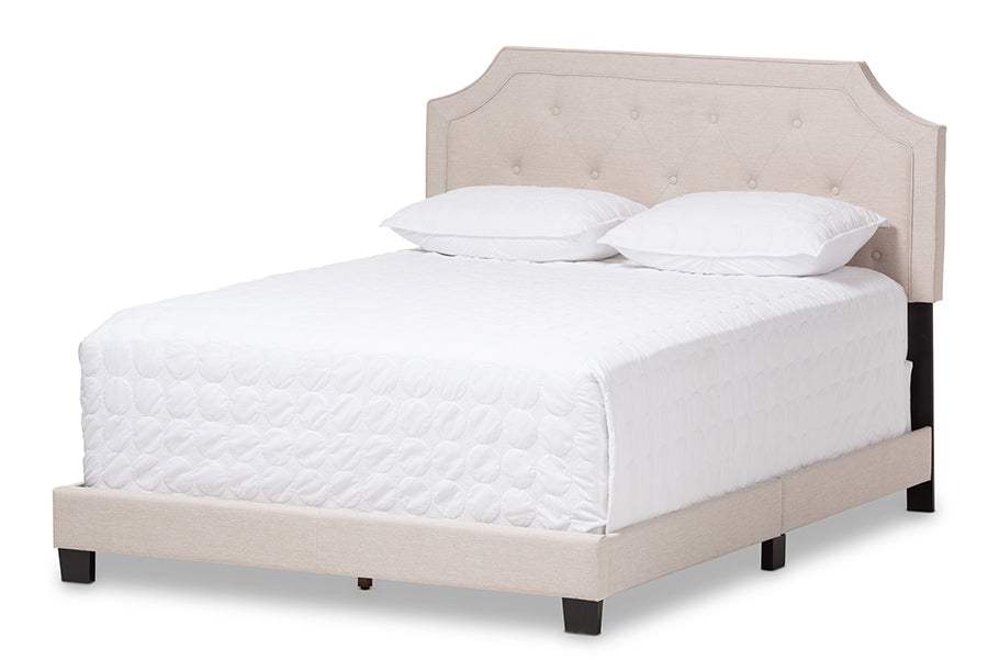 Baxton Studio Willis Modern and Contemporary Light Beige Fabric Upholstered Queen Size Bed