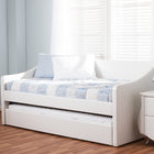 Baxton Studio Barnstorm Modern and Contemporary White Faux Leather Upholstered Daybed with Guest Trundle Bed