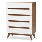 Baxton Studio Calypso Mid-Century Modern White and Walnut Wood 5-Drawer Storage Chest