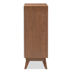 Baxton Studio Calypso Mid-Century Modern White and Walnut Wood Storage Shoe Cabinet