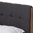 Baxton Studio Clifford Mid-Century Dark Grey Fabric and Medium Brown Finish Wood Queen Size Platform Bed