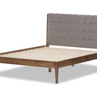 Baxton Studio Clifford Mid-Century Light Grey Fabric and Medium Brown Finish Wood Full Size Platform Bed