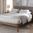 Baxton Studio Clifford Mid-Century Light Grey Fabric and Medium Brown Finish Wood Full Size Platform Bed