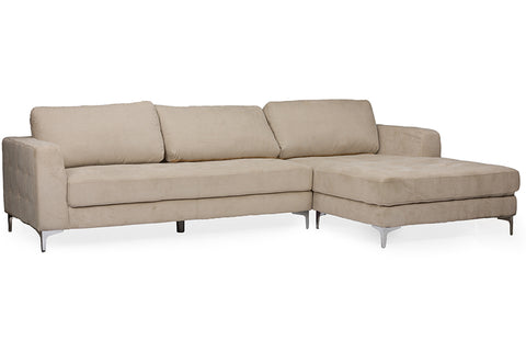 Baxton Studio Agnew Contemporary Light Beige Microfiber Right Facing Sectional Sofa