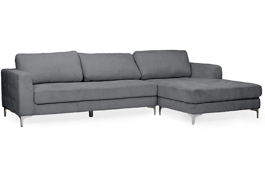 Baxton Studio Agnew Contemporary Grey Microfiber Right Facing Sectional Sofa