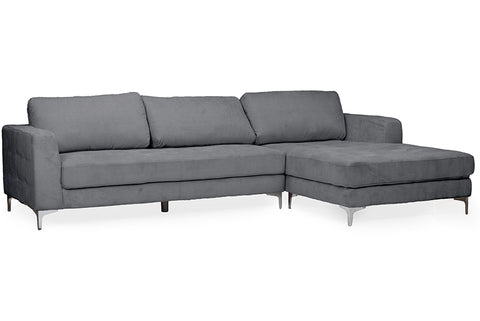 Baxton Studio Agnew Contemporary Grey Microfiber Right Facing Sectional Sofa