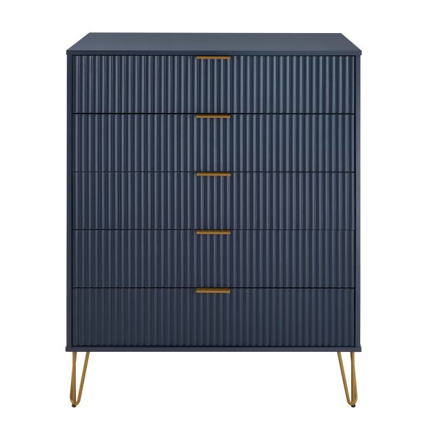 Manhattan Comfort DUMBO Modern 5-Drawer Tall Dresser in Midnight Blue