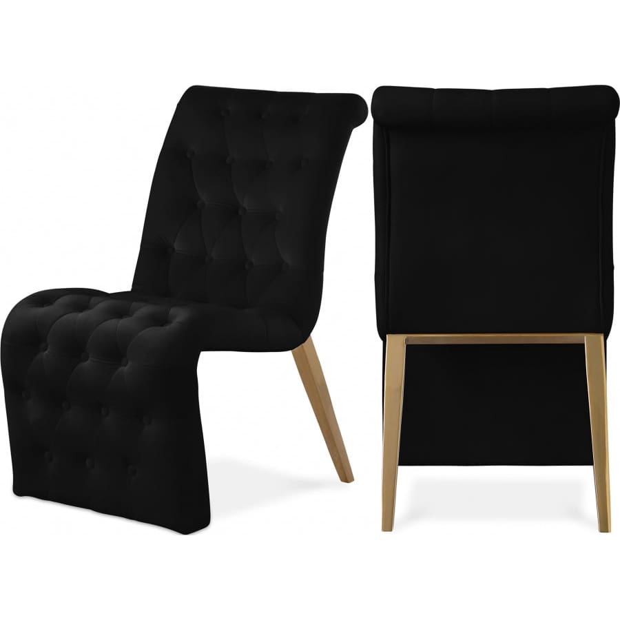 Meridian Furniture Curve Velvet Dining Chair - Black - Dining Chairs