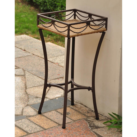 International Caravan Valencia Resin Wicker/Steel Square Plant Stand - Outdoor Furniture