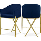 Meridian Furniture Xavier Counter Stool - Gold - Navy - Stools