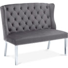 Meridian Furniture Suri Velvet Settee Bench - Grey - Benches