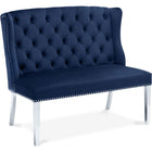 Meridian Furniture Suri Velvet Settee Bench - Navy - Benches