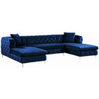 Meridian Furniture Gail Velvet 3pc. Sectional Sofa - Blue - Sofas