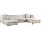 Meridian Furniture Gail Velvet 3pc. Sectional Sofa - Cream - Sofas